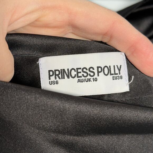 Princess Polly Shellie Black Satin Cutout Mini Dress NWT Party Club Formal 6 - Picture 6 of 8